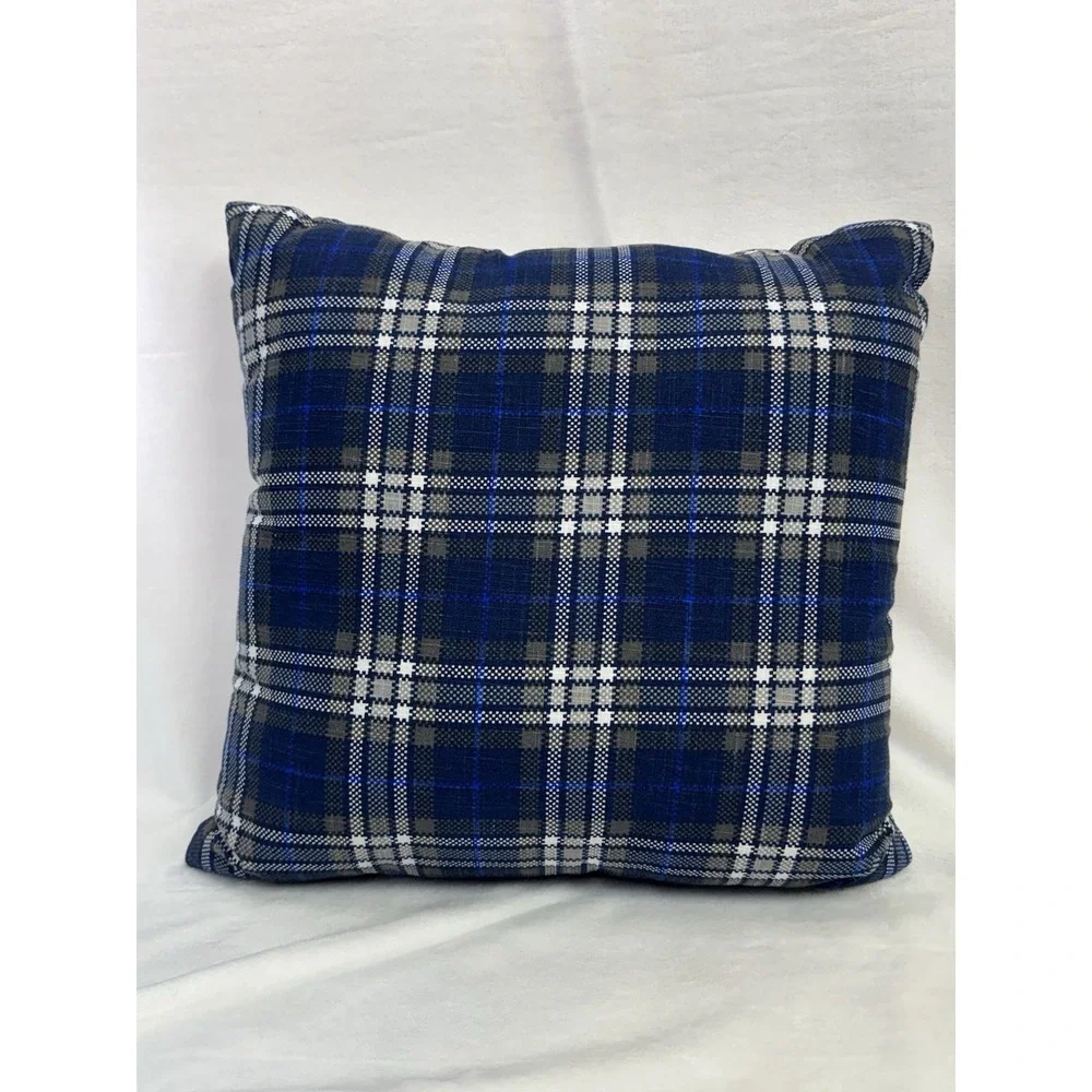 Blue/Gray Plaid Reversible Throw Pillow by Room Essentials 18x18 NEW!